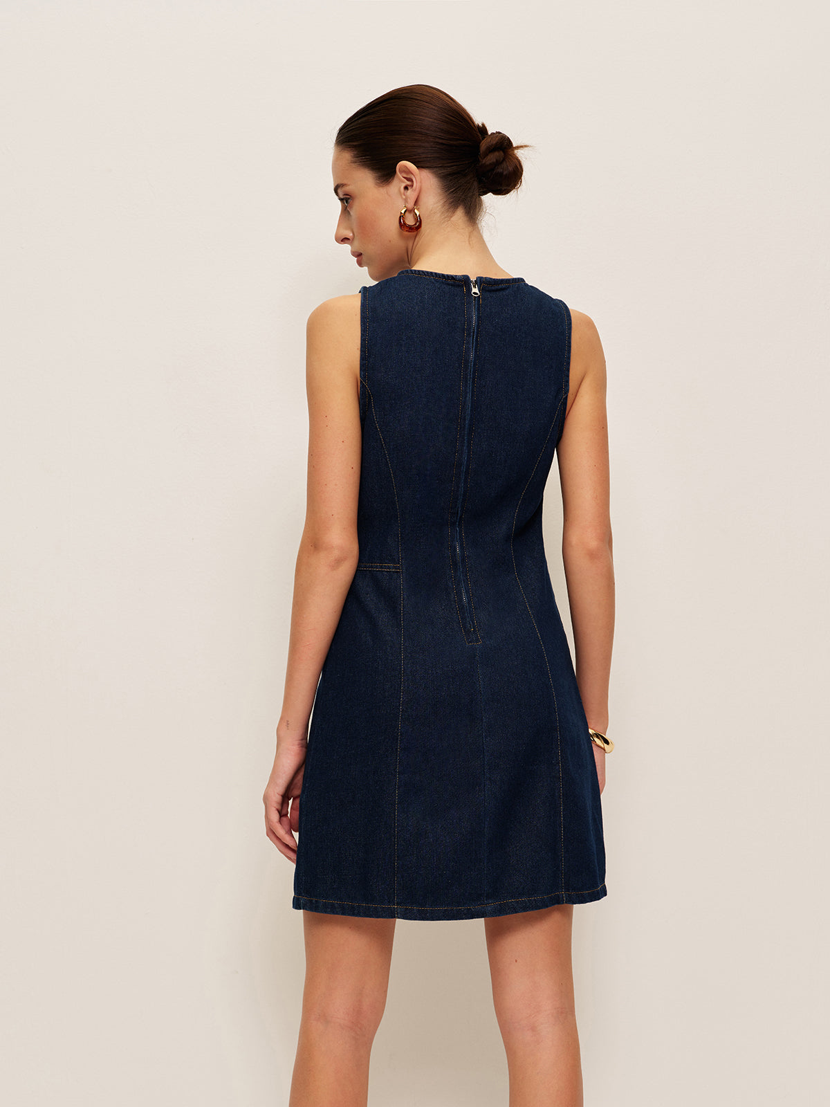 Beltsiz Denim Elbise