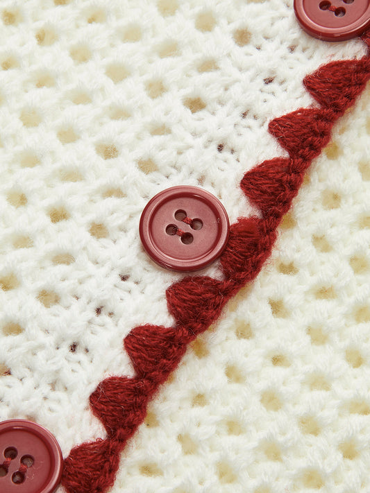 Düğme Kapamalı Kontrast Dantel Yelek