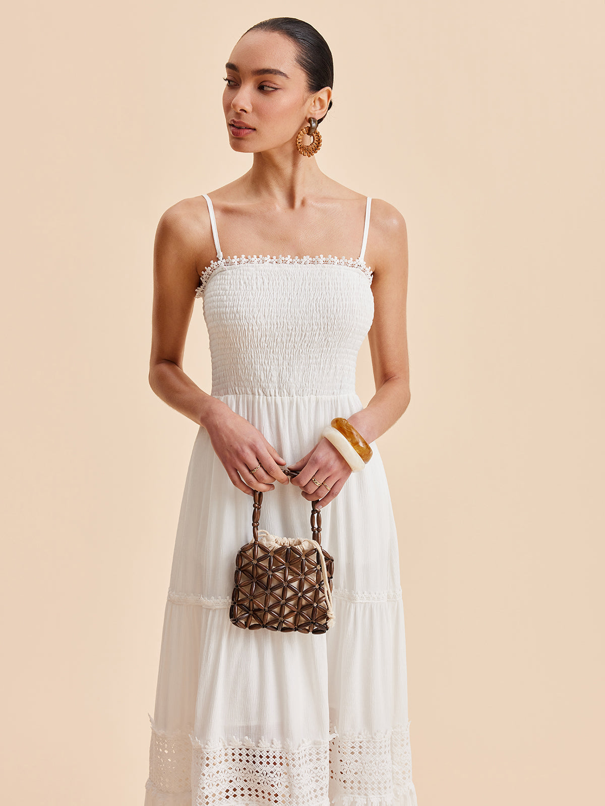 Smocked Askılı Elbise