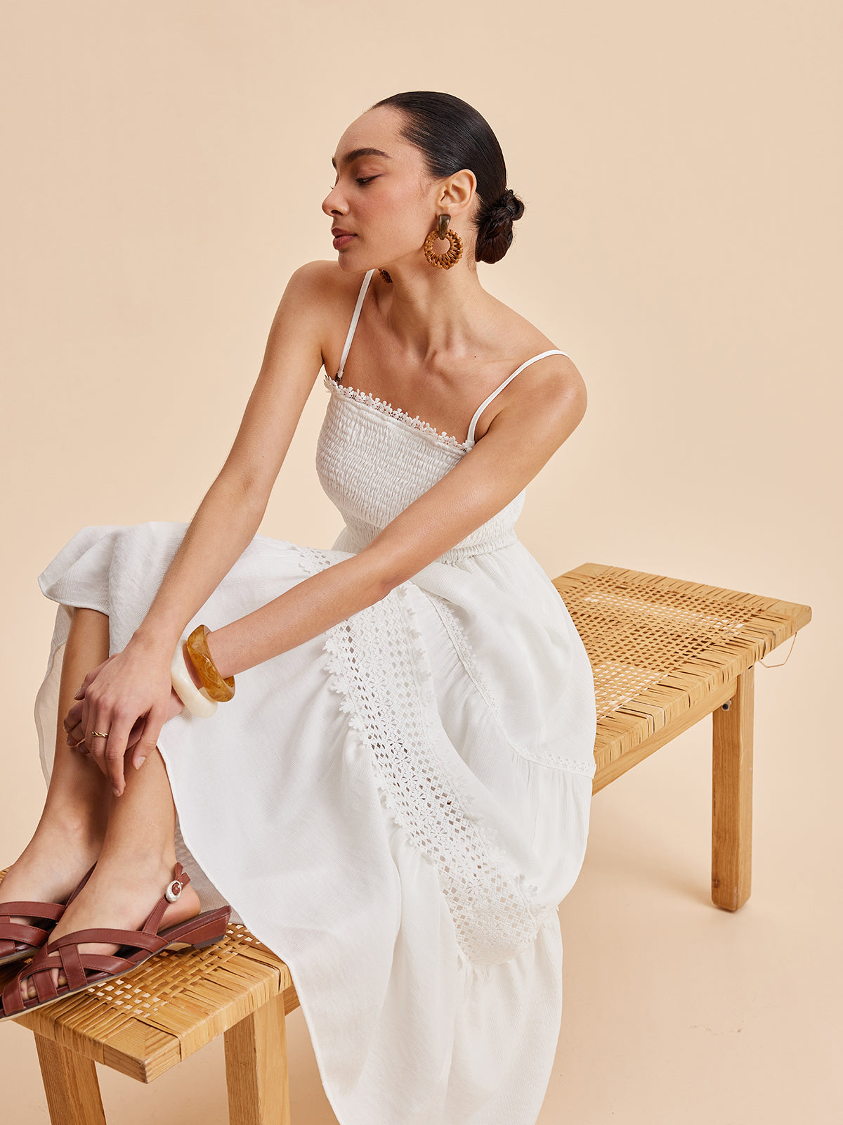 Smocked Askılı Elbise