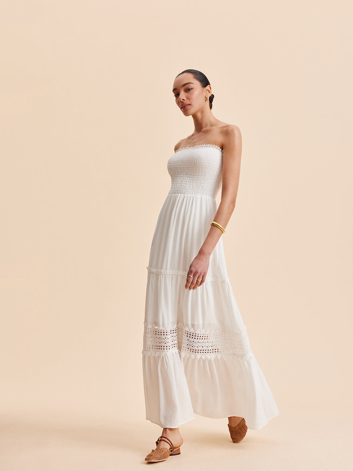 Smocked Askılı Elbise