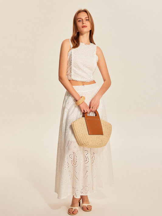 Göz yaşı dantel kesik üst etek seti