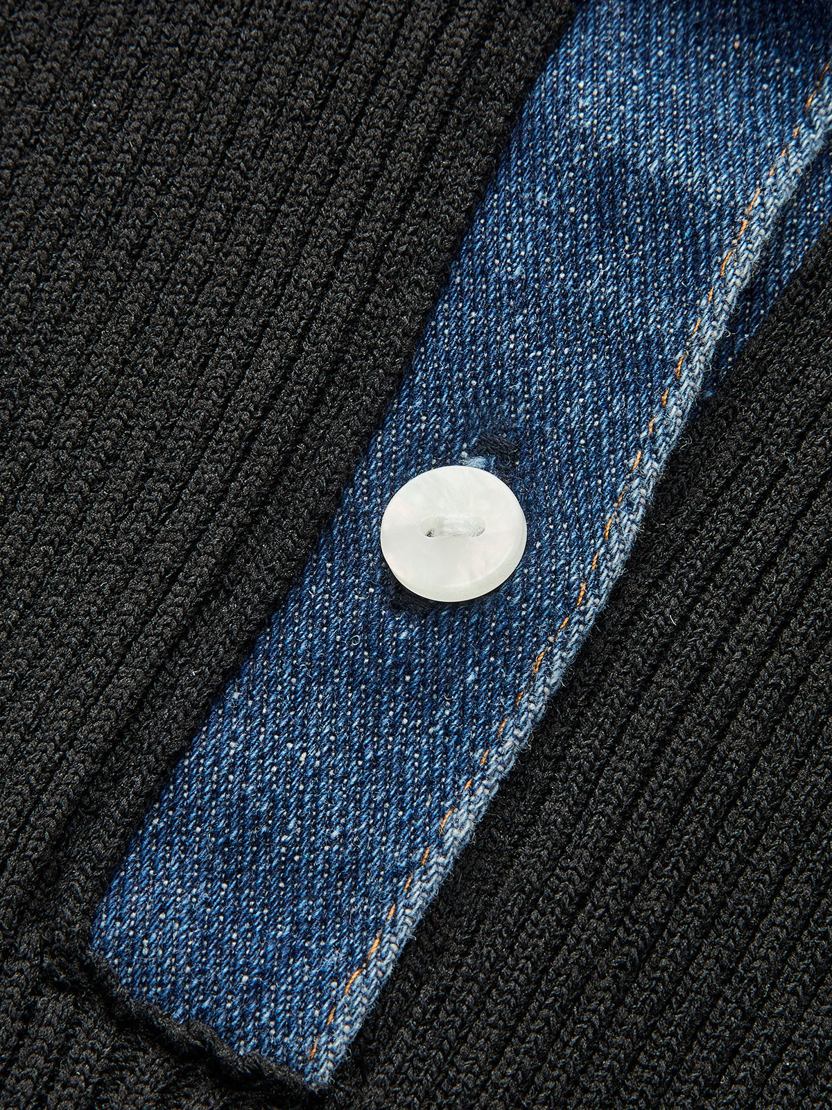 Denim Yaka Ribanalı Kolsuz Bluz