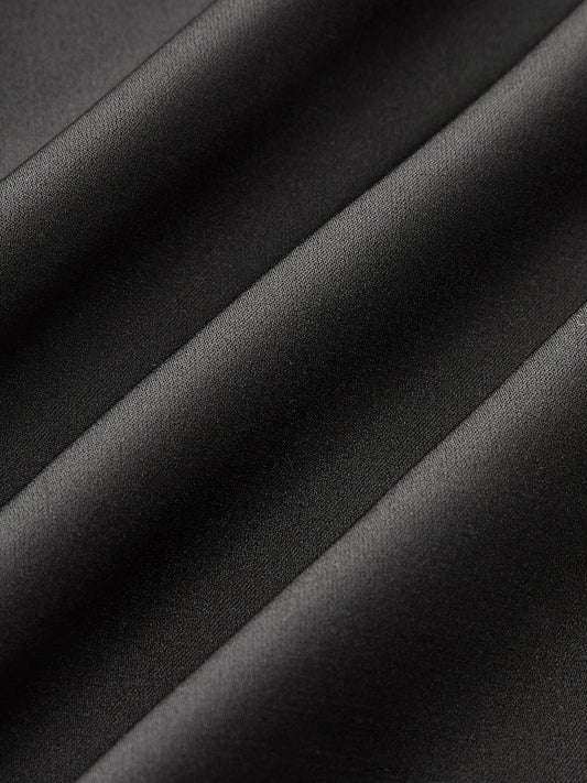 Backless Long-Ribbon Lace Panel Satin Cami Dress