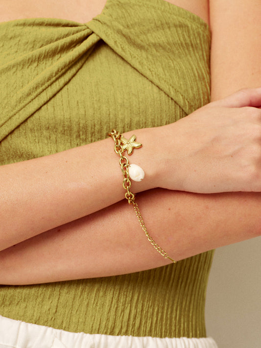 Altın Zincir Deniz Kabuğu Charm Bilezik