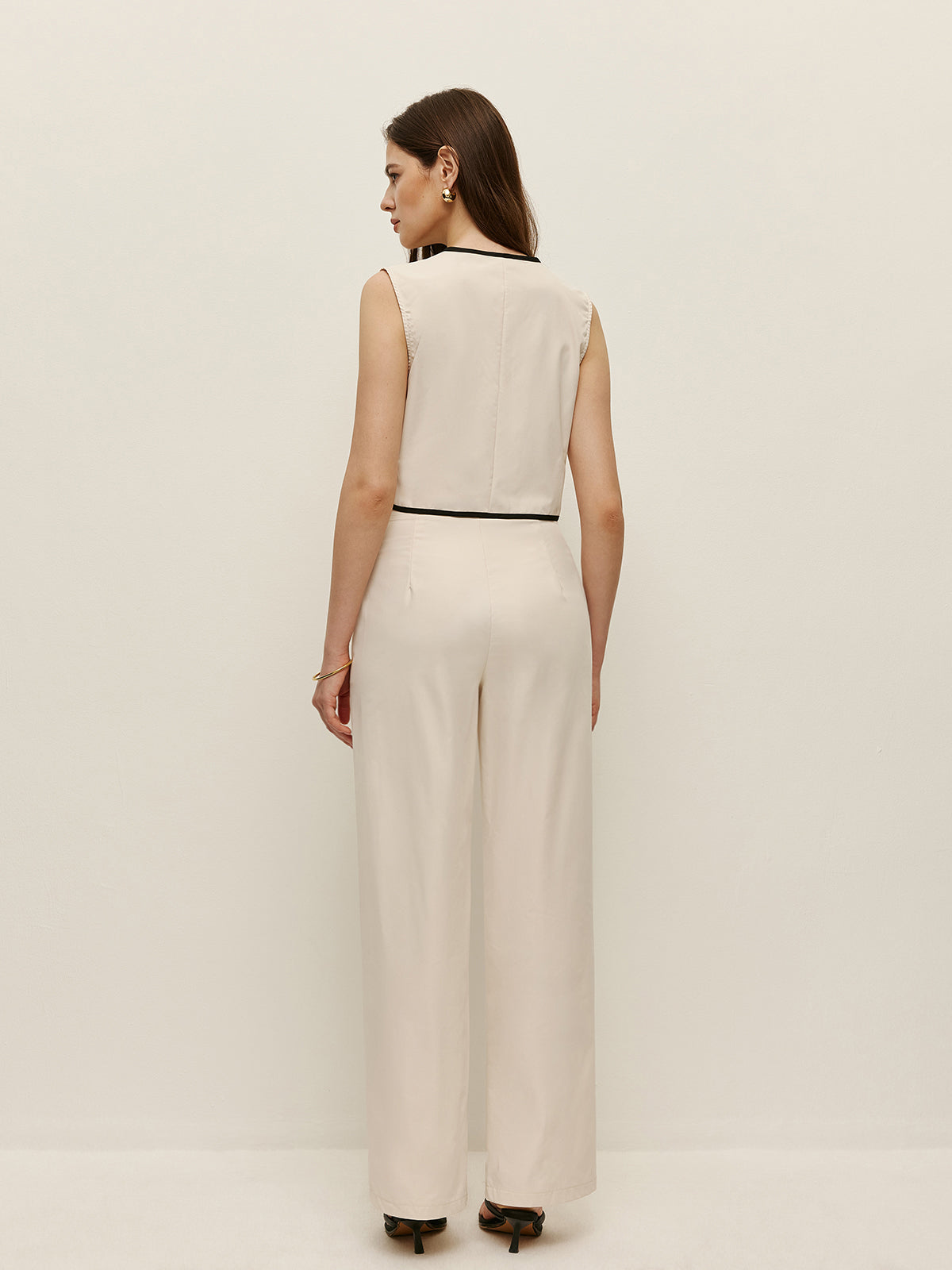 Kontrastlı Kesim Yelek Pantolon Takımı