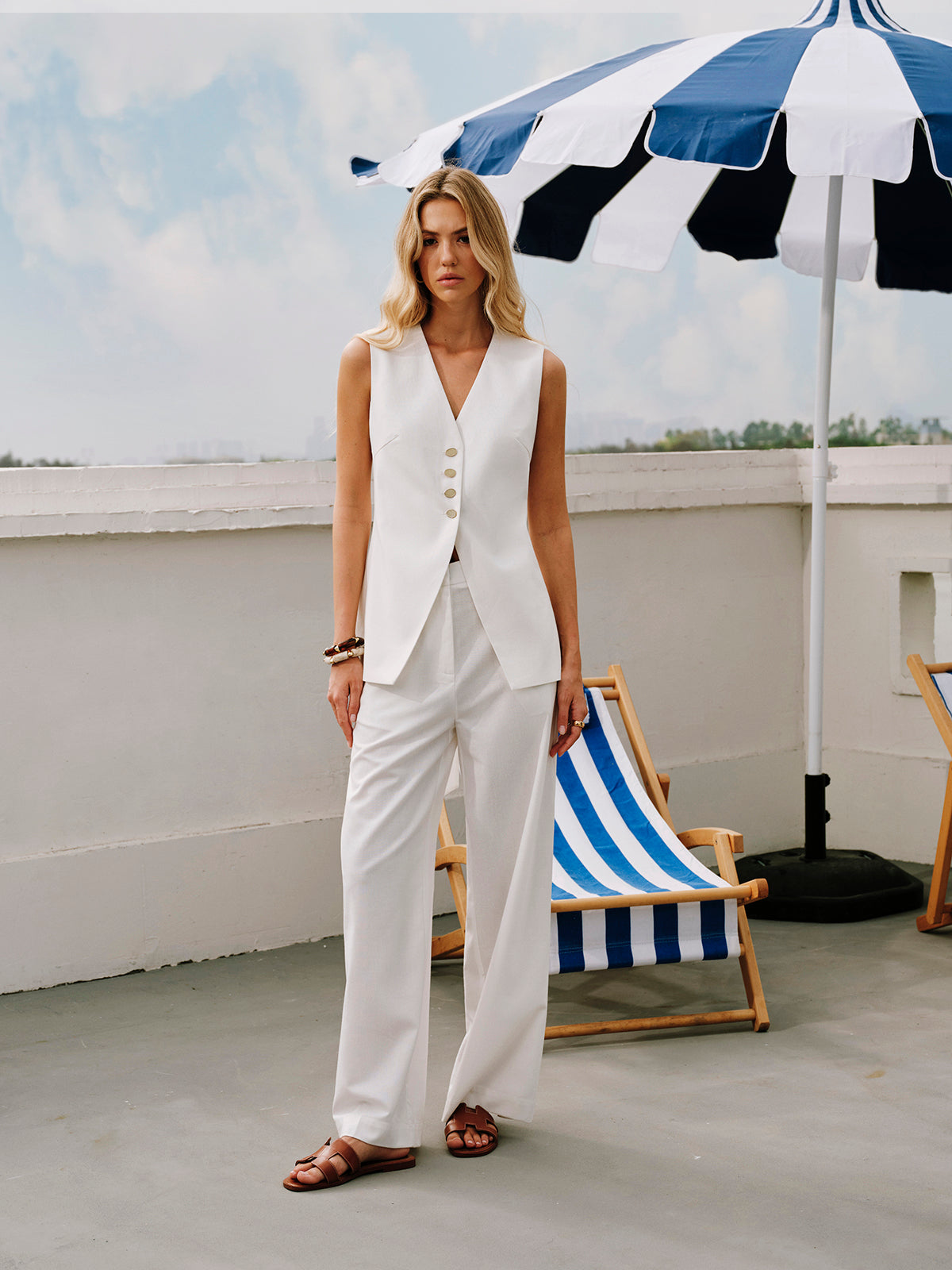 Pamuk & Keten Bağcıklı Yelek