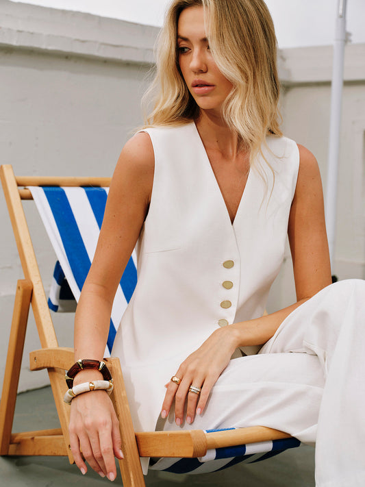 Pamuk & Keten Bağcıklı Yelek