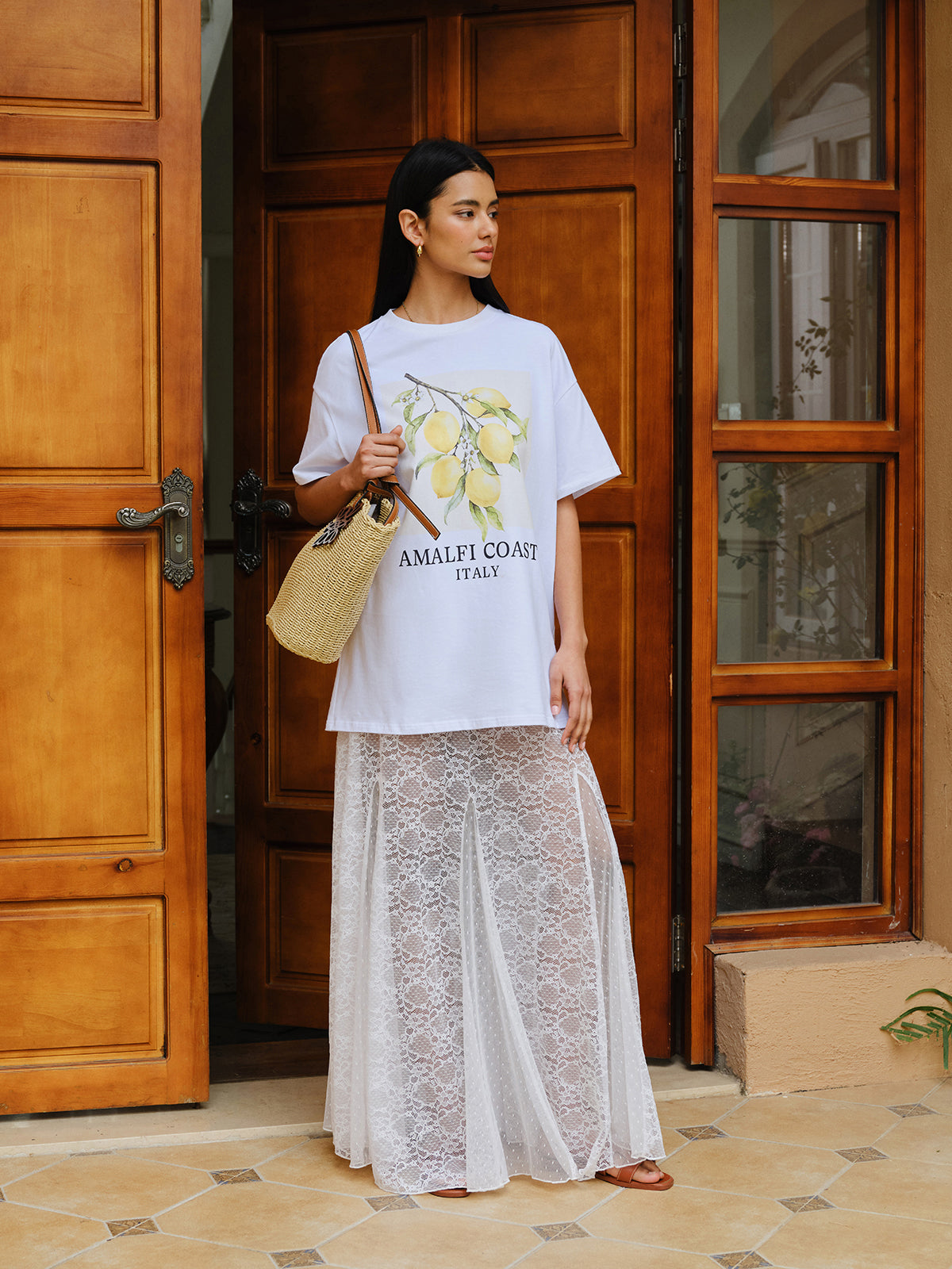 Pamuk Baskı Oversized Tişört