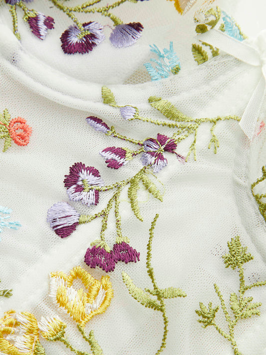 Yarı Şeffaf Nakış Ağı Mesh Korse