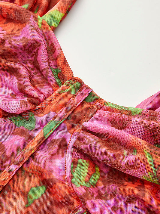 Çiçek Desenli Ağaç Korsesi Üst