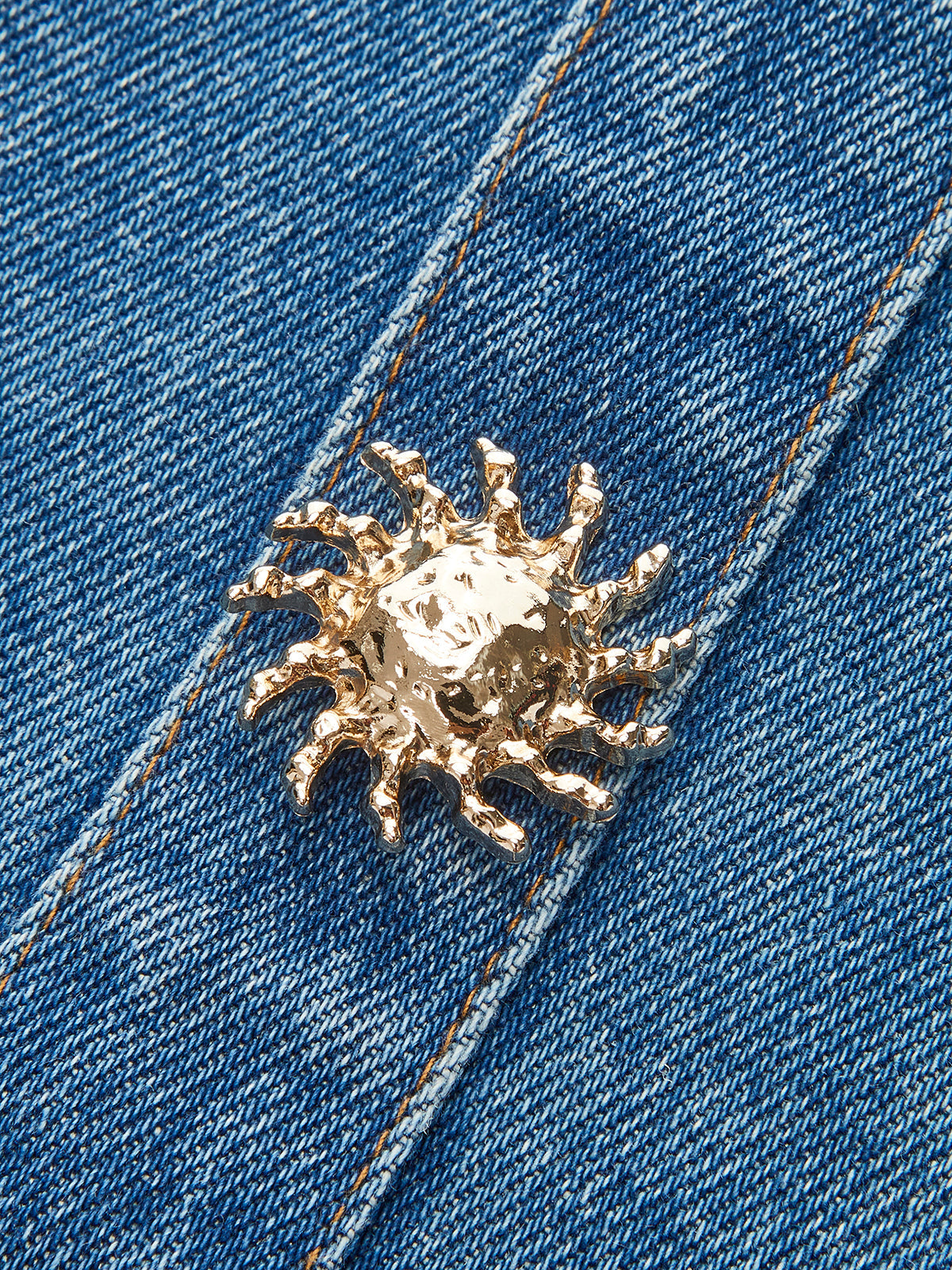 Denim Panel Kontrast Askılı Korsaj Üst