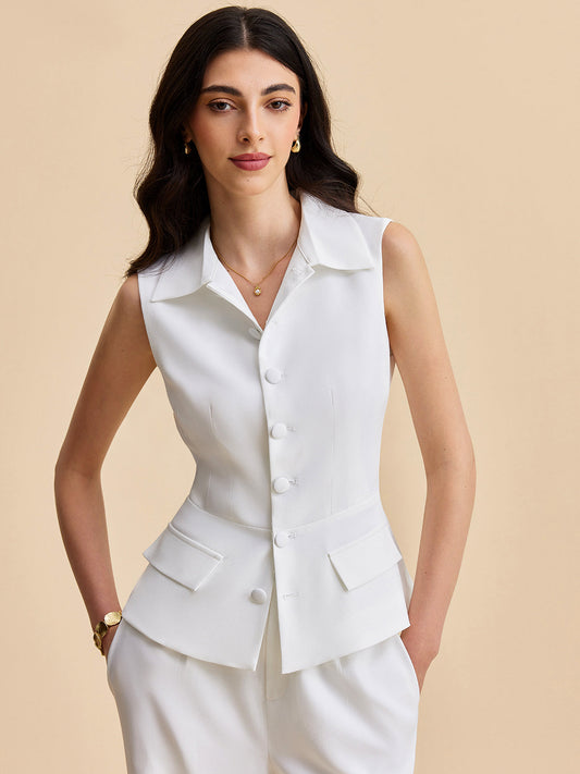 Cepli Düğmeli Kolsuz Pantolon Seti