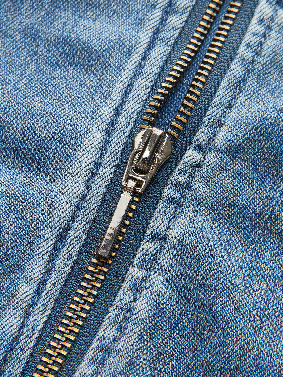 Asimetrik Pliseli Denim Straplez Üst