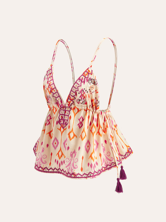 Nakışlı Bohem Püskül Kemerli Kabartma Üst