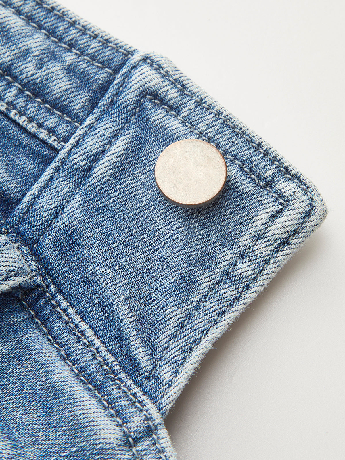 Asimetrik Pliseli Denim Straplez Üst