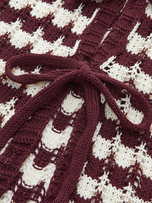 Kontrastli Bow-Tie Örgü Üst