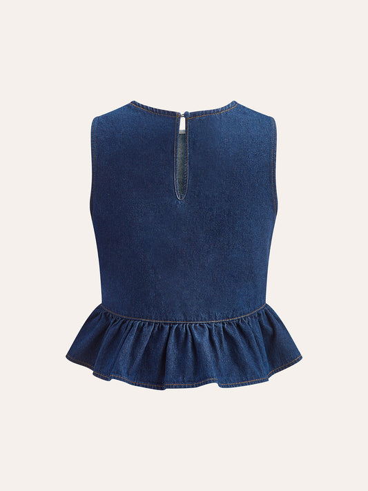 Pamuk Denim Peplum Üst