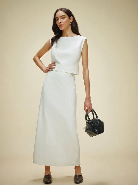 Pamuk & Keten Yırtmaçlı Etek Takımı