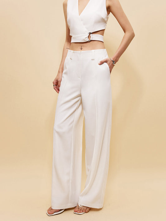 Kemer Olmadan Orta Bel Cepli Pantolon