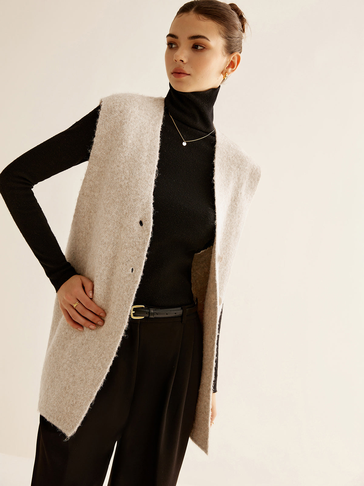 Yün Karışımlı Yelekli Süveter