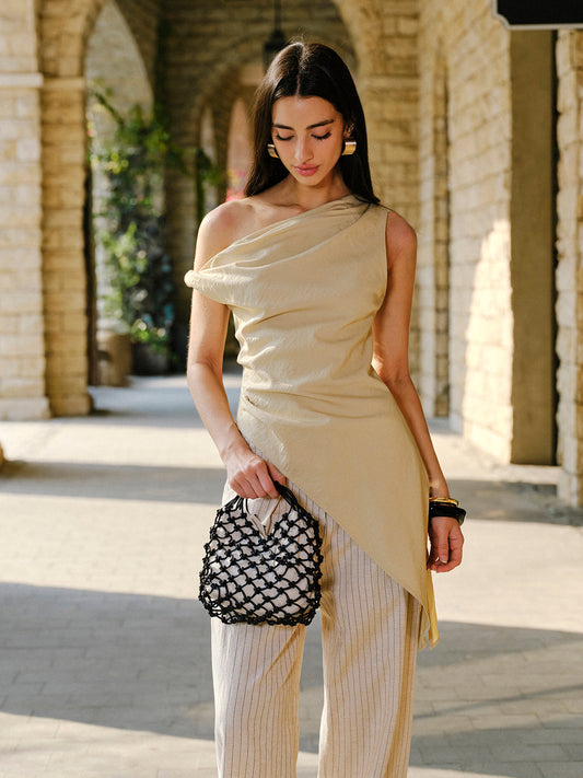 Pamuk ve Keten Asimetrik Bluz