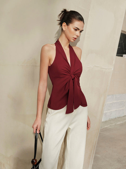 Halter Boyun Düğüm Detaylı Üst