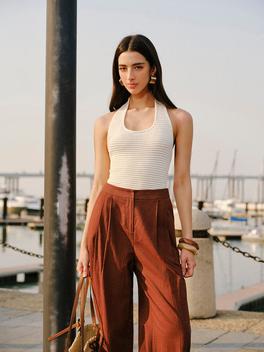 Halter Yaka Triko Üst