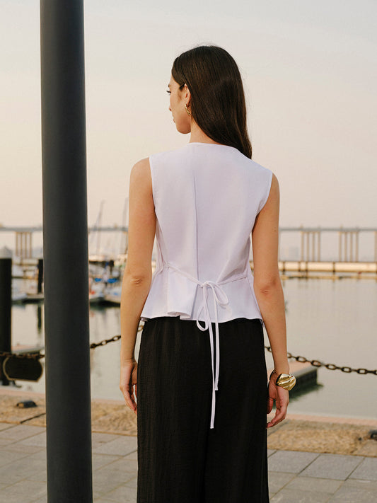 Pamuk & Keten Plise Arka Bağlama Üstü