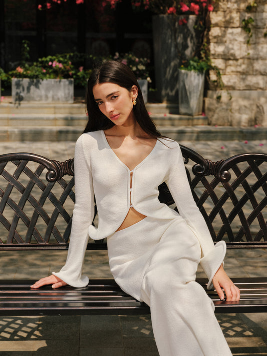 Ruffled Hem Knit Cardigan