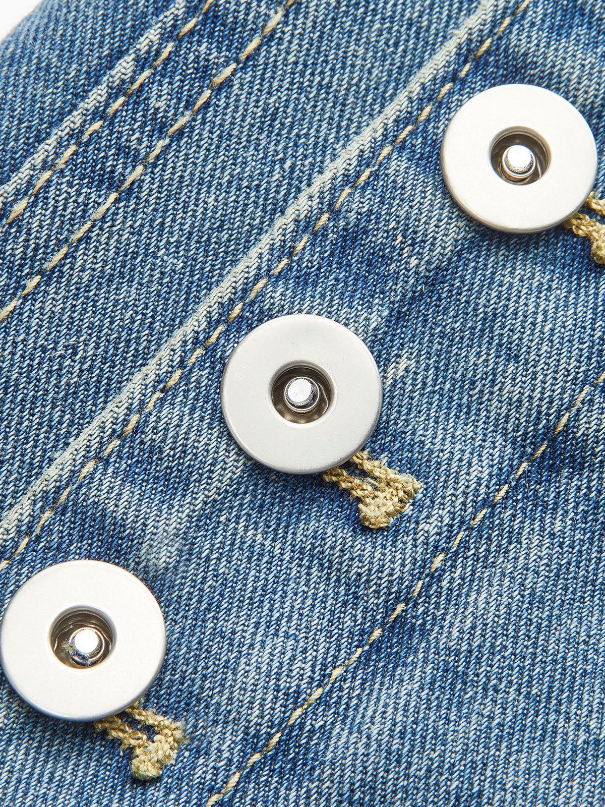 Orta Bel Dekor Düğmeli Fermuarlı Sarkan Denim Kot Pantolon