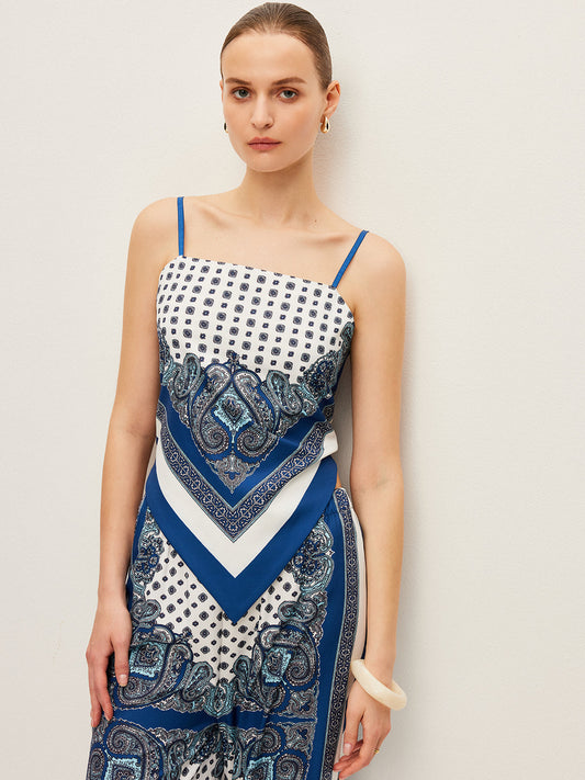 Sırtı Bağlamalı Desenli Pantolon Takımı