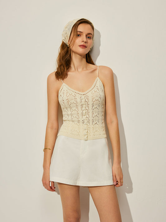 Dekoratif Düğmeli Croşet Örgü Yelek