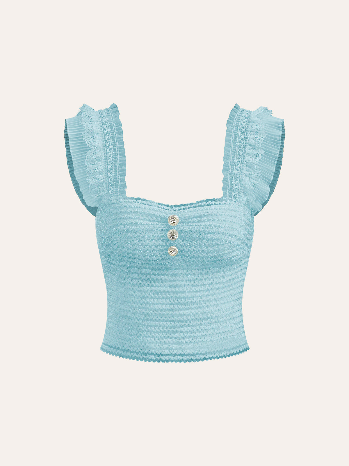 Ruffled Askı Düğmeli Smoklu Bluz