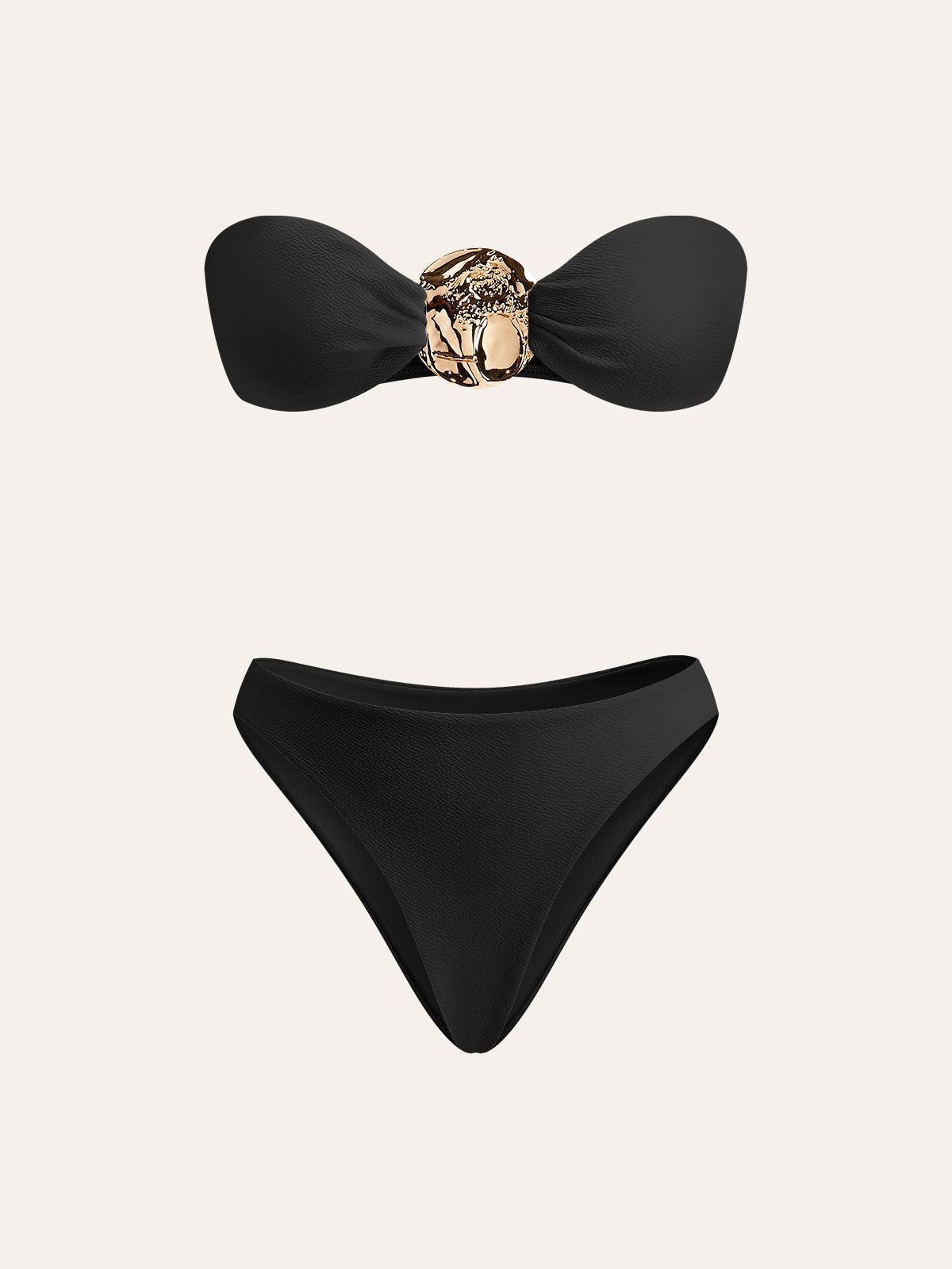 Altın Detaylı Bikini ve Pareo Seti