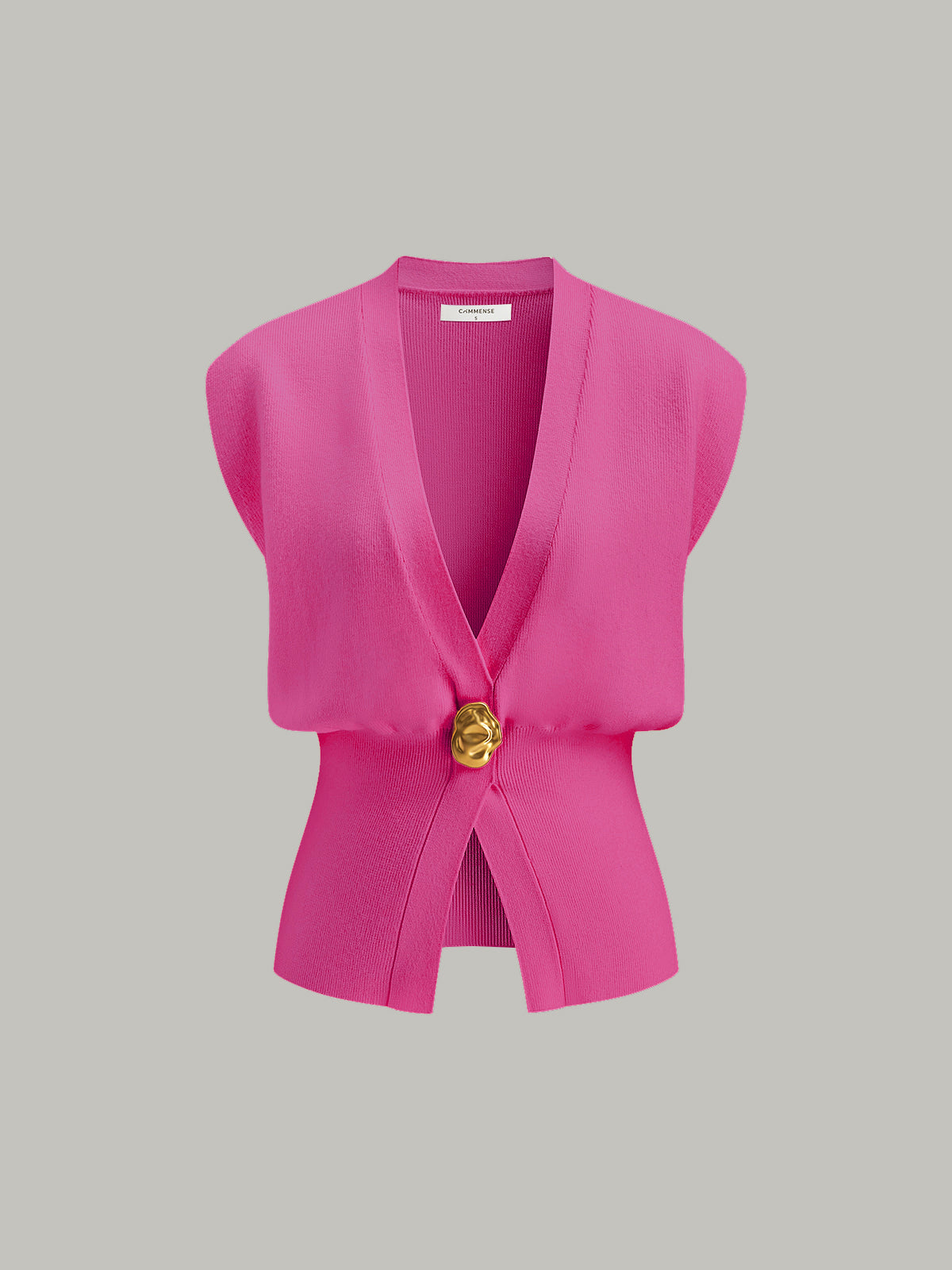 V-Yaka Düğmeli Detaylı Süveter