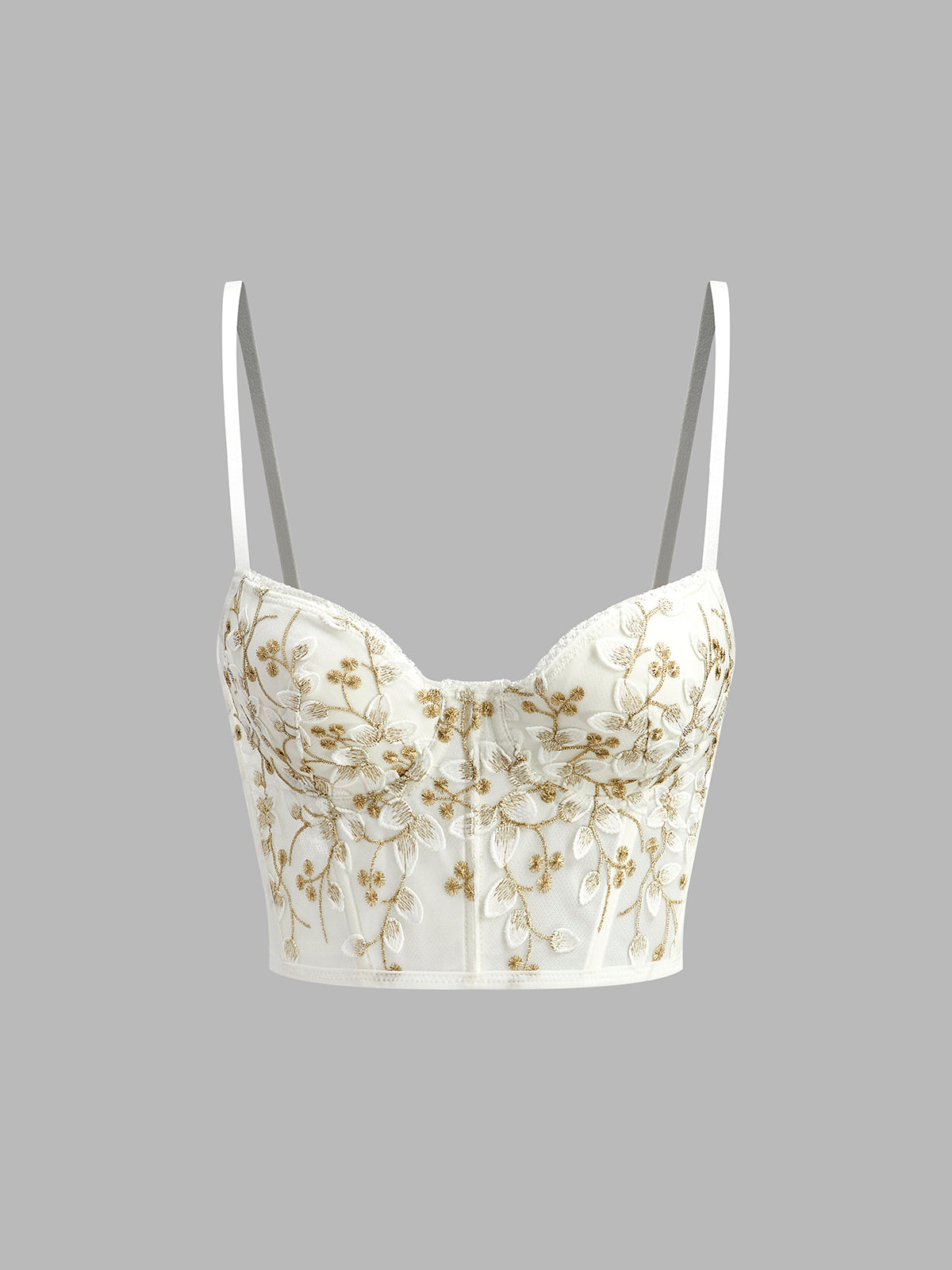 Floral Semi-Transparent Mesh Lace Corset Top