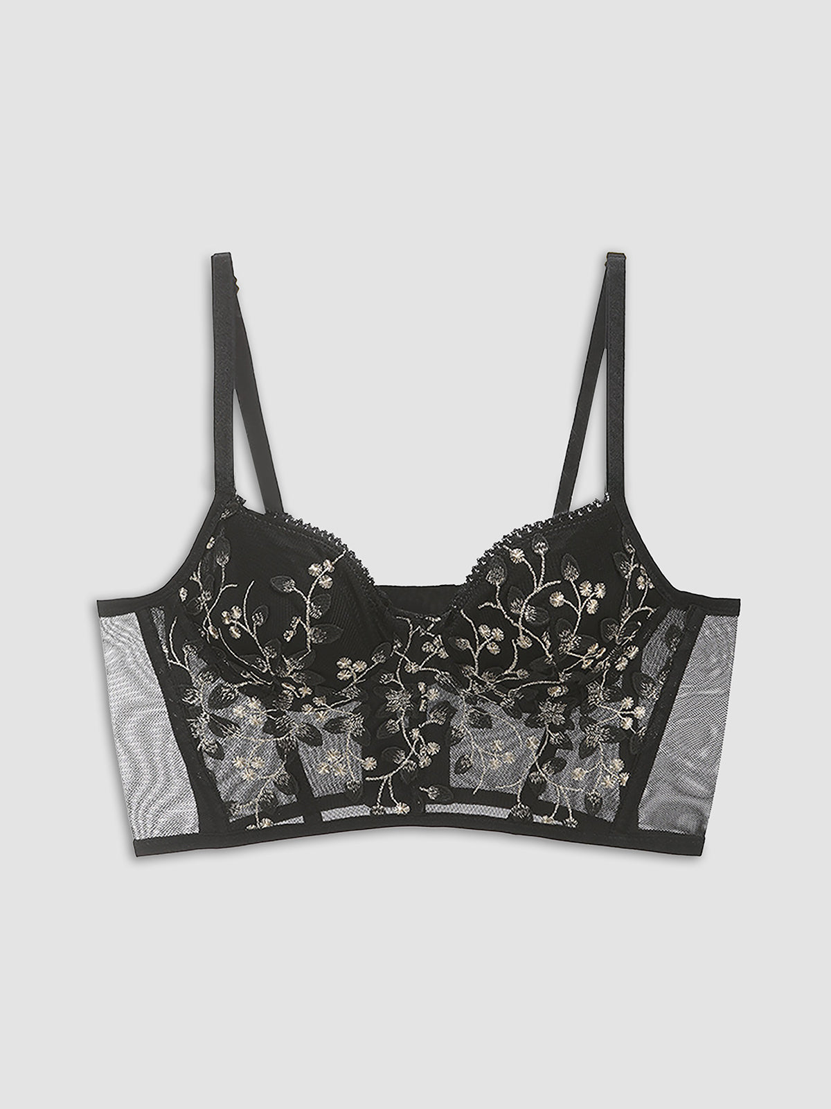 Floral Semi-Transparent Mesh Lace Corset Top