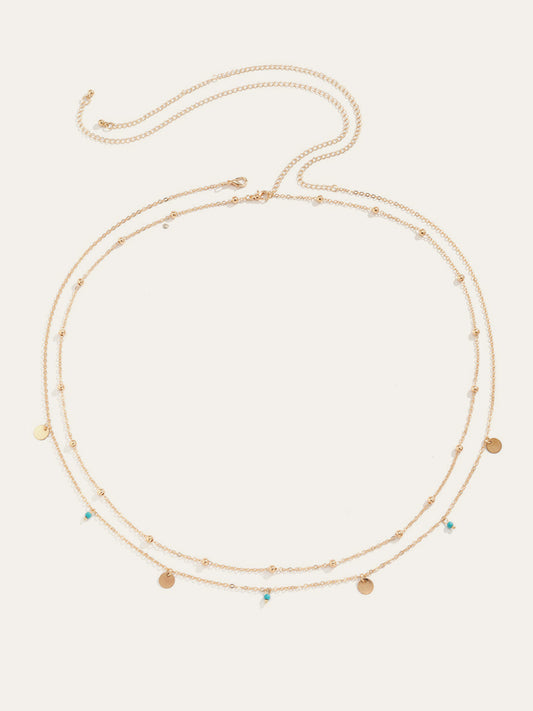 Alyans Renkli Boncuklu İki Katmanlı Kemer