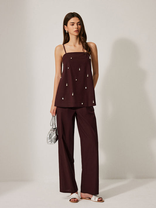 Cepli Pamuklu ve Keten Pantolon Takımı