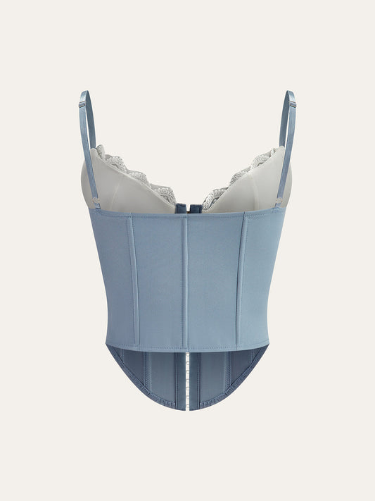 Dantel Kenar Tatlı Kalp Yaka Kemer Detaylı Korse