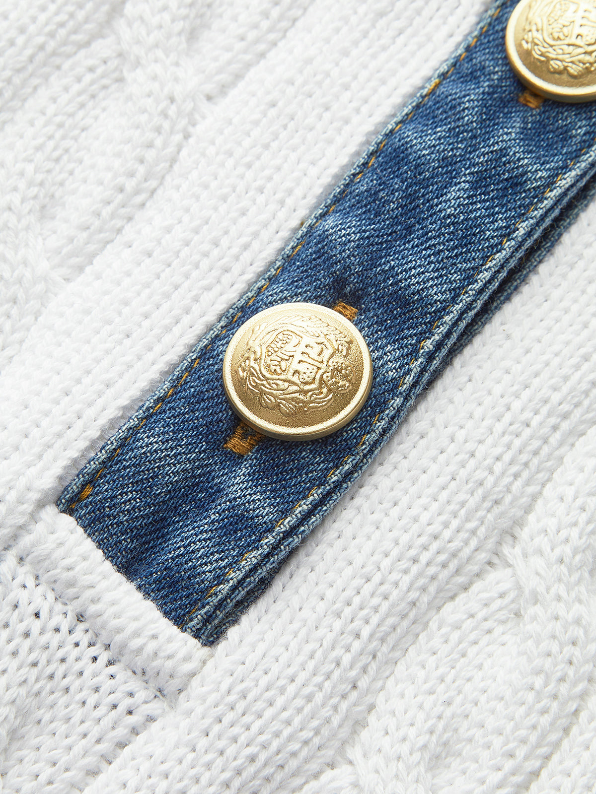 Pamuk Denim Yaka Triko Üst