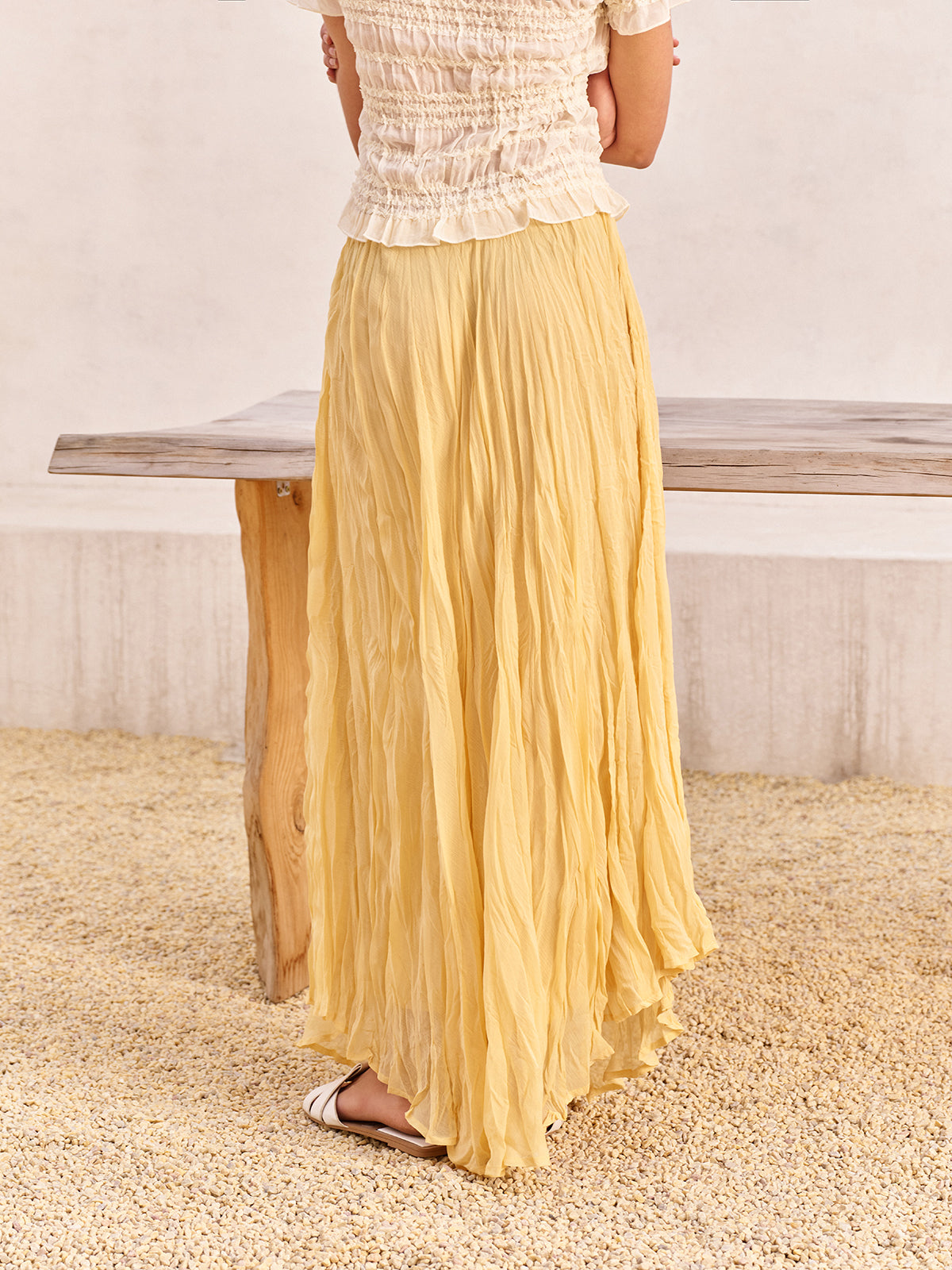 Yüksek Bel Asimetrik Etek Kırışık Skirt