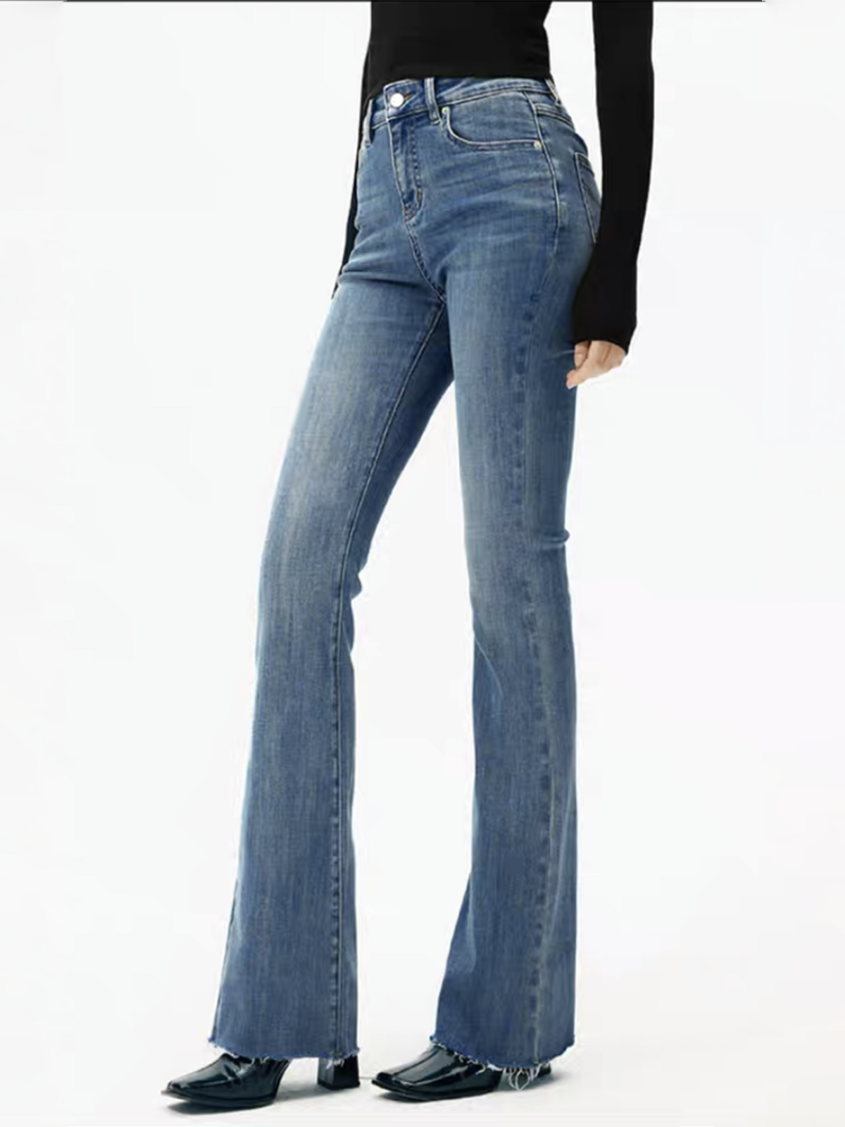 Yüksek Bel Denim Çizgili Jeanler