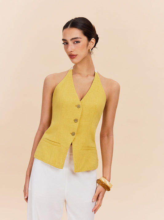 Pamuk ve Keten Askılı Üst Dekor Cepli