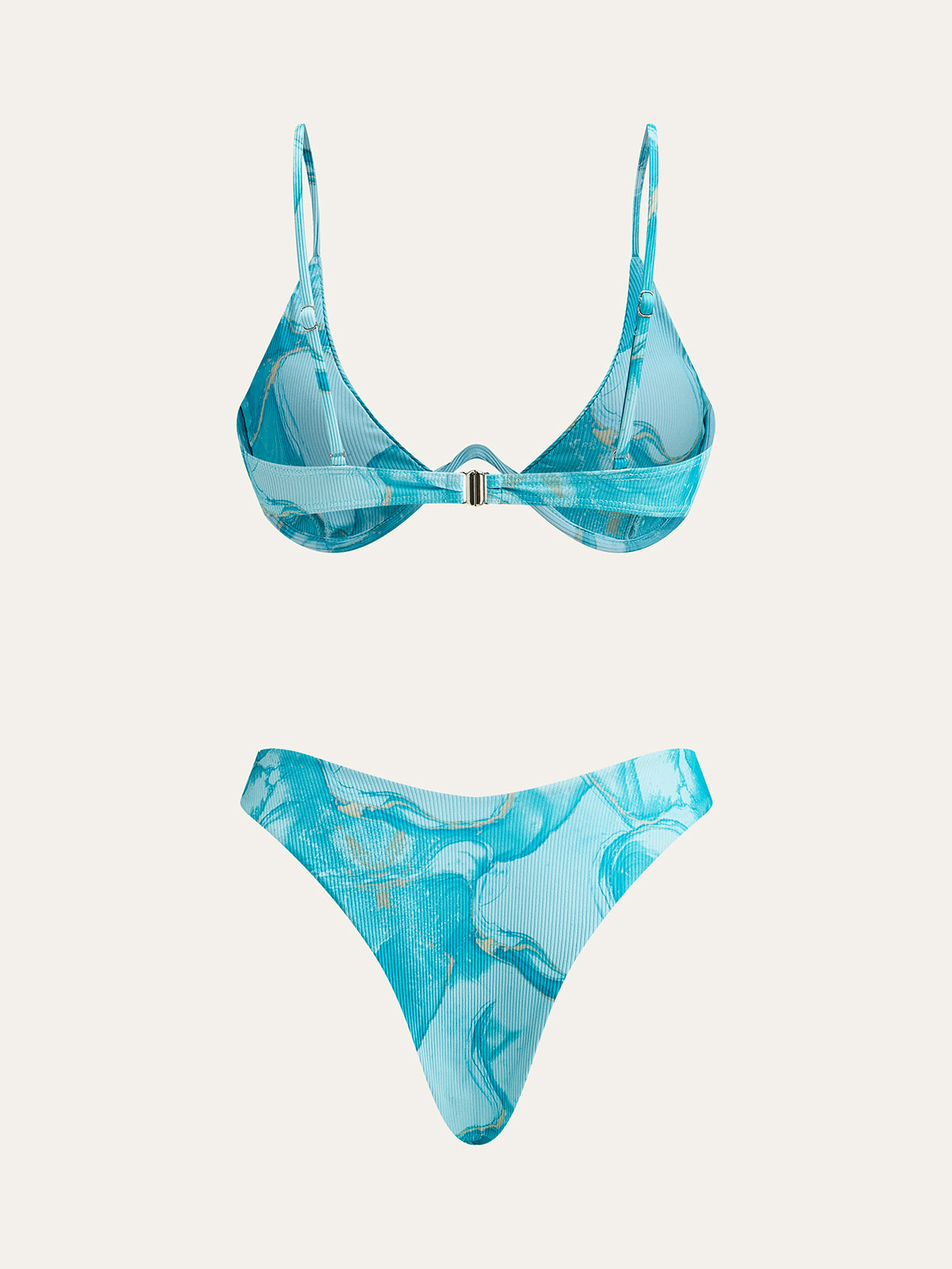 Mermer Baskılı Bikini Seti ve Pareo Etek ile