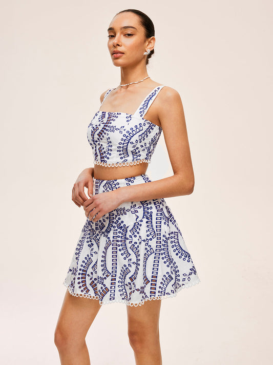 Nakışlı Dantel Kenarlı Etek Seti