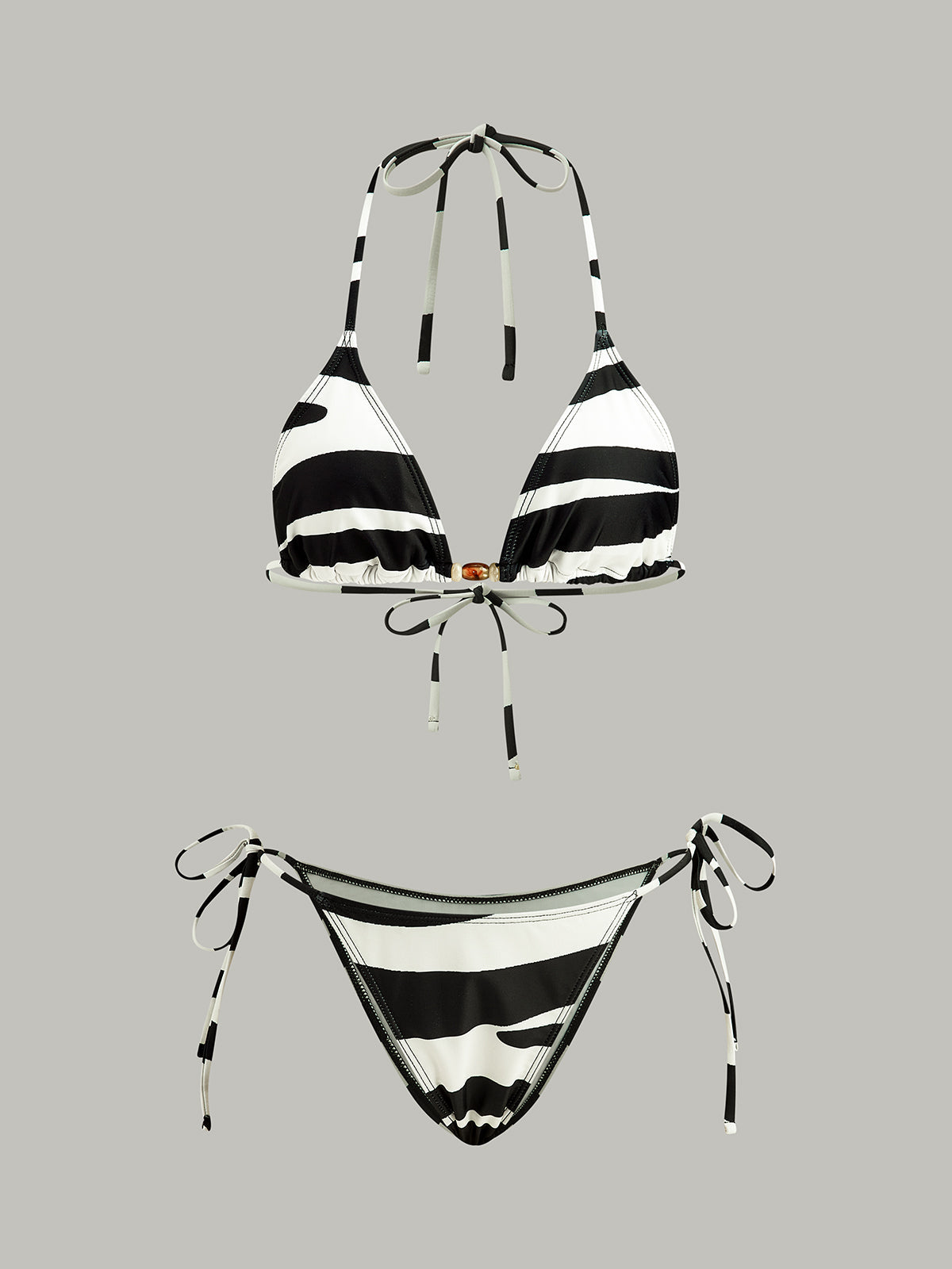 Çizgili Üçgen Bikini Seti