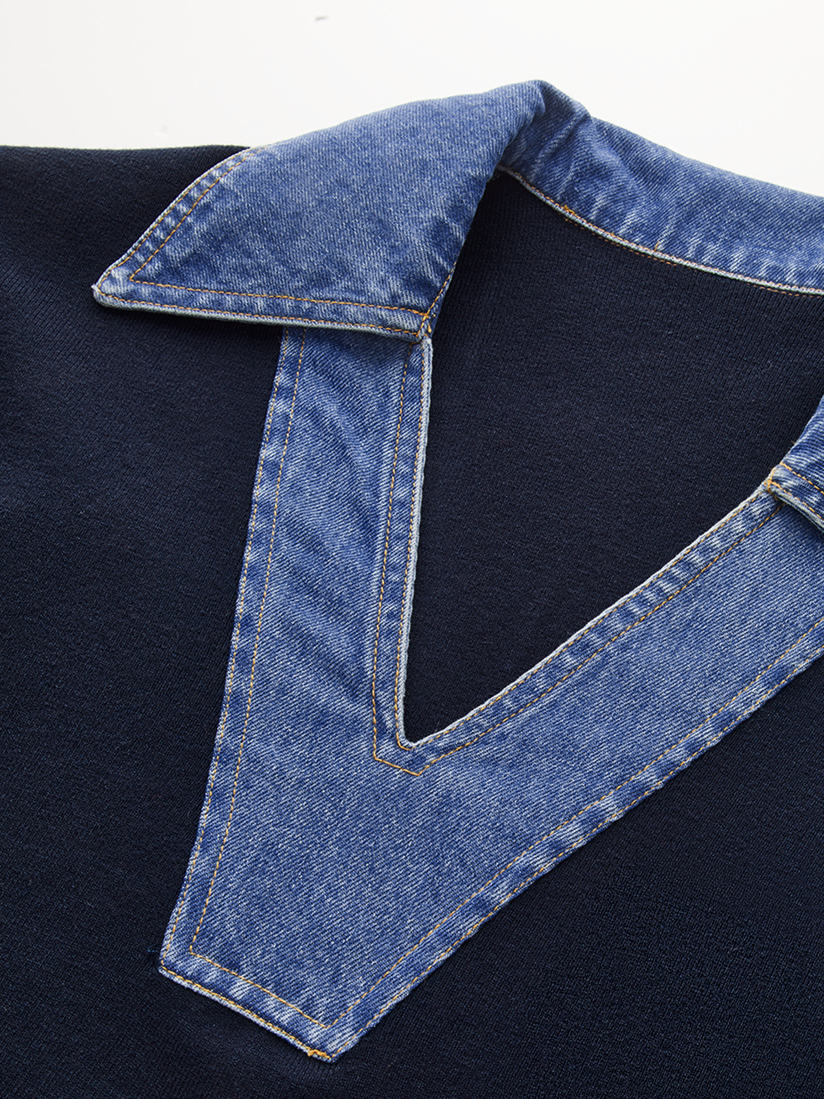 Denim Yaka V Yaka Süveter