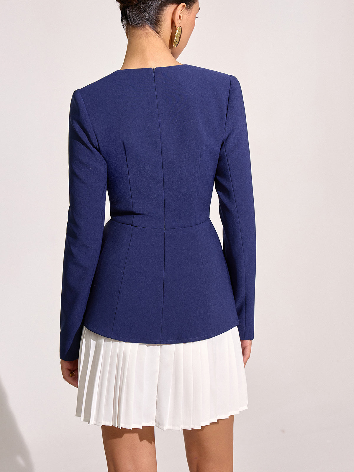 Kontrast Pileli Etek Kare Yaka Mini Elbise